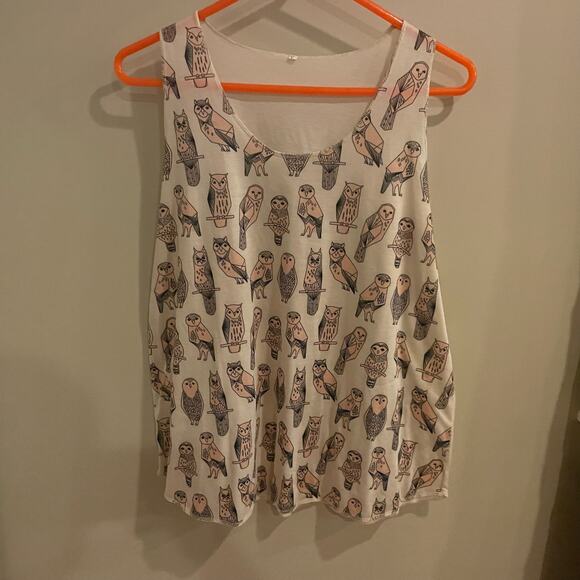 Owl Tank Top Size Large - Picture 1 of 4